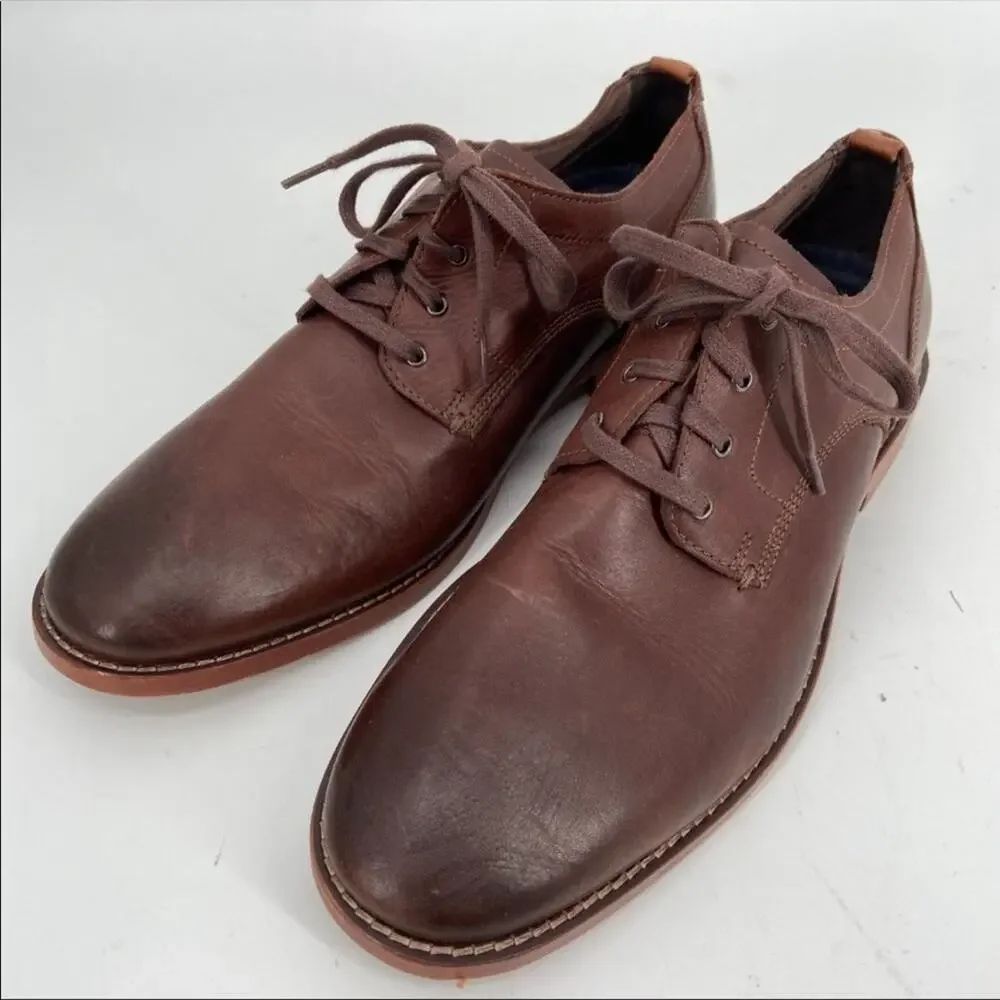 MENS COLE HAAN Dark Brown Mahogany Feathercraft Grand Blucher Oxford Lace Up 9